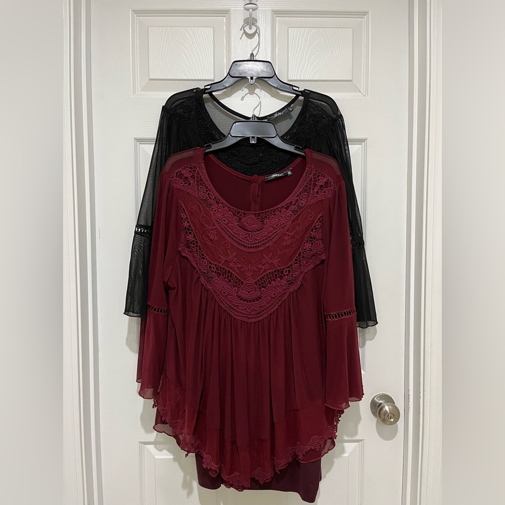 Womens Clothes 4 Piece Bundle Andree by Unit Bell Sleeve Embroidered Top Size 1X - Picture 2 of 16